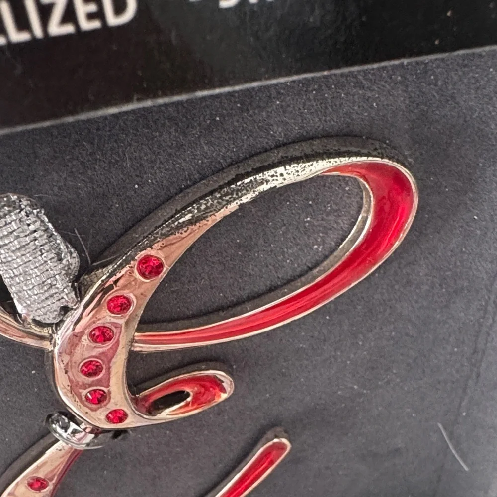 Silver and Red Ornament with Swarovski Elements - Picture 2 of 5